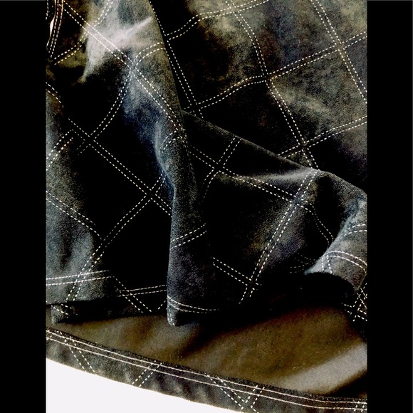 INC black Faux Suede White diagonal stitching plaid design bias cut mini size 6 - Picture 9 of 15